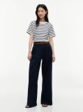 Blue Pantaloni Chino Cu Croiala Larga Cu Logo Brodat  Femei