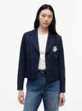 Blue Sacou Appliqué Cu Croiala Regular Si Logo  Femei