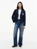 Blue Sacou Appliqué Cu Croiala Regular Si Logo  Femei