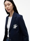 Blue Sacou Appliqué Cu Croiala Regular Si Logo  Femei