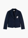 Blue Sacou Appliqué Cu Croiala Regular Si Logo  Femei