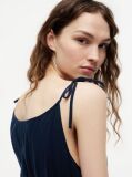 Blue Seersucker Smock Tie Strap Midi Dress  Women