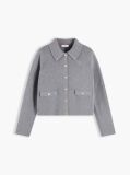 Grey Gold-Tone Button Jacket With Wool  Women