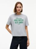 Gri T-Shirt Din Jerseu Cu Croiala Lejera Si Logo  Femei