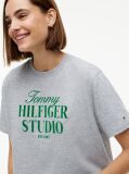 Gri T-Shirt Din Jerseu Cu Croiala Lejera Si Logo  Femei