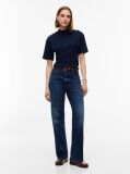 Blue T-Shirt Cu Guler Rotund Si Nasturi Aurii  Femei