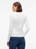 Bej T-Shirt Cu Maneci Lungi Croiala Slim Si Guler Crew  Femei