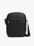 Negru Geanta Reporter Crossbody Cu Panou Din Panza  Barbati