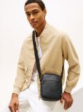 Negru Geanta Reporter Crossbody Cu Panou Din Panza  Barbati