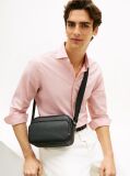 Black Woven Panel Crossbody Camera Bag  Men