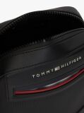 Black Metal Logo Crossbody Reporter Bag  Men