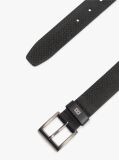 Black Flag Plaque Embossed Leather Belt  Men