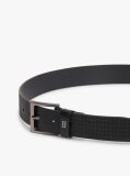 Black Flag Plaque Embossed Leather Belt  Men