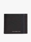 Black Logo Leather Bifold Flap Wallet  Men