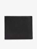 Black Logo Leather Bifold Flap Wallet  Men