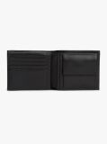 Black Logo Leather Bifold Flap Wallet  Men