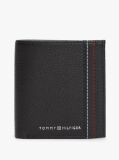 Black Logo Pebble Grain Leather Trifold Wallet  Men