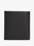Black Logo Pebble Grain Leather Trifold Wallet  Men