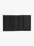 Black Logo Pebble Grain Leather Trifold Wallet  Men