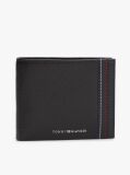 Black Leather Bifold Card And Coin Holder  Men