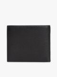 Black Leather Bifold Card And Coin Holder  Men