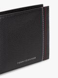 Black Leather Bifold Card And Coin Holder  Men