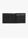 Black Leather Bifold Card And Coin Holder  Men
