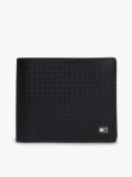 Black Embossed Flag Leather Card And Coin Wallet  Men