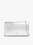 Silver Hilfiger Icon Metallic Chain Strap Clutch  Women