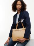 Bej Modern Geanta Satchel Cu Inchidere Turn Lock  Femei