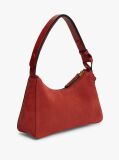 Red Metal Logo Suede Shoulder Bag  Women