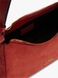Red Metal Logo Suede Shoulder Bag  Women