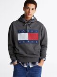 Gri Hanorac Relaxat Cu Gluga Tommy Flag Badge Mélange  Barbati