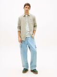 Green Regular Fit Button-Down Pure Linen Shirt  Men