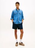Blue Logo Relaxed Shorts With Linen  Men