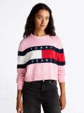 Pink Colour-Blocked Flag Relaxed Jumper  Women