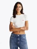 Alb Tricou Cropped Slim Cu Logo Script  Femei