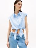 Multi Cropped Cap Sleeve Poplin Shirt  Women