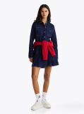 Blue Rochie Tip Camasa Mini Din Denim Plisat  Femei