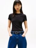 Negru Tricou Slim Bling Linear  Femei