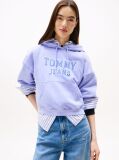 Blue Hanorac Boxy Cu Gluga Si Logo Appliqué Varsity  Femei