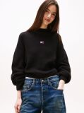 Black Tommy Badge Relaxed Mock Neck Jumper  Women