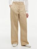 Beige Wide Leg Twill Chinos  Women