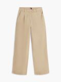 Beige Wide Leg Twill Chinos  Women