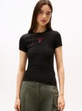 Negru Tricou Slim Cu Broderie Logo  Femei