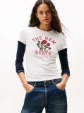 Gri Tricou Slim Cu Print Grafic  Femei
