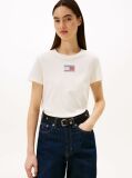 Alb Tricou Cu Guler Rotund Si Emblema Diamante Flag  Femei