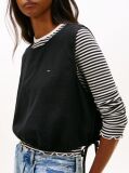 Black Side Tie Linen Blend Sleeveless Blouse  Women
