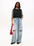 Black Side Tie Linen Blend Sleeveless Blouse  Women