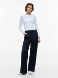 Blue T-Shirt Cu Maneca Lunga Ribbed Cu Croiala Slim  Femei